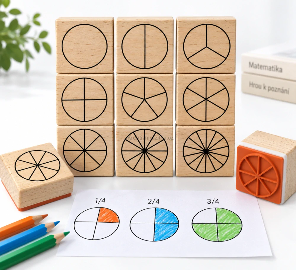 Crea Lign Dřevěná razítka Zlomky – výuka matematiky