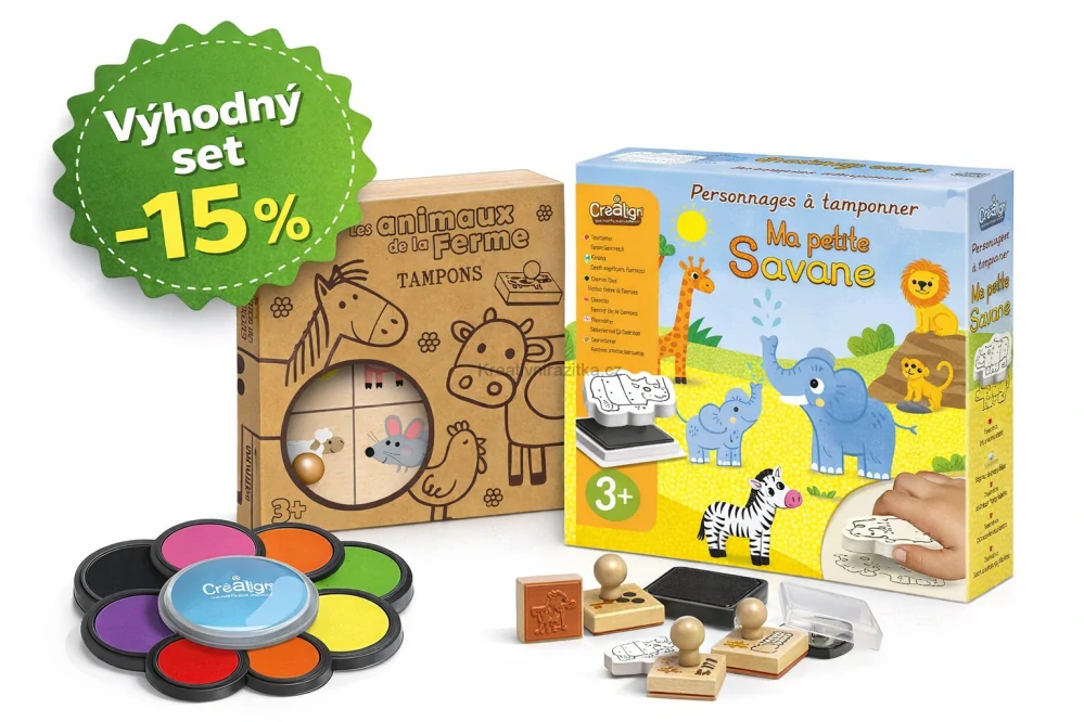 Kreativní razítkovací set – Zvířata FARMA & SAVANA, podušky