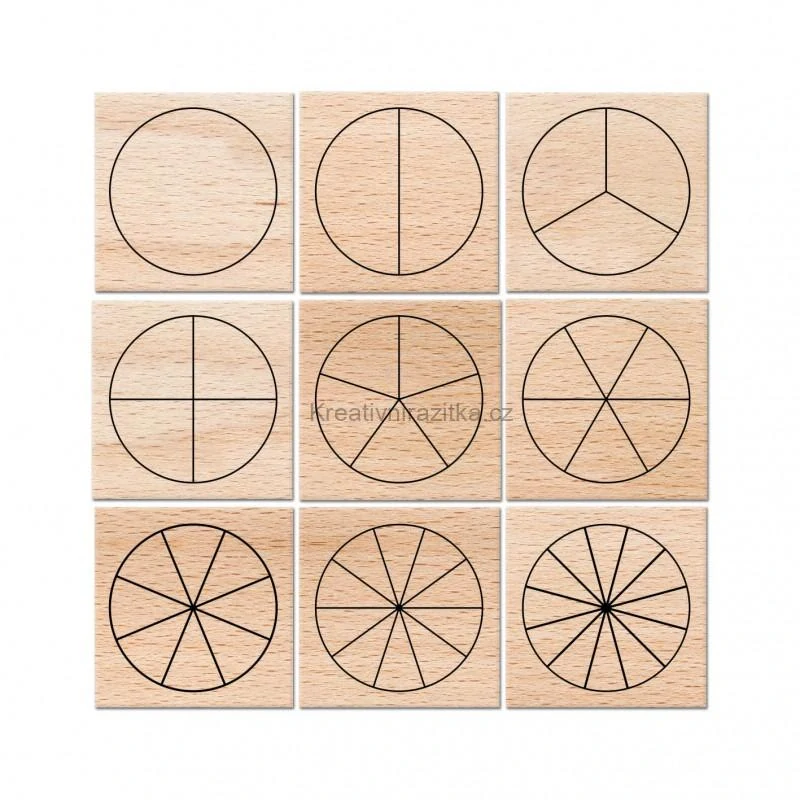 Crea Lign Dřevěná razítka Zlomky – výuka matematiky